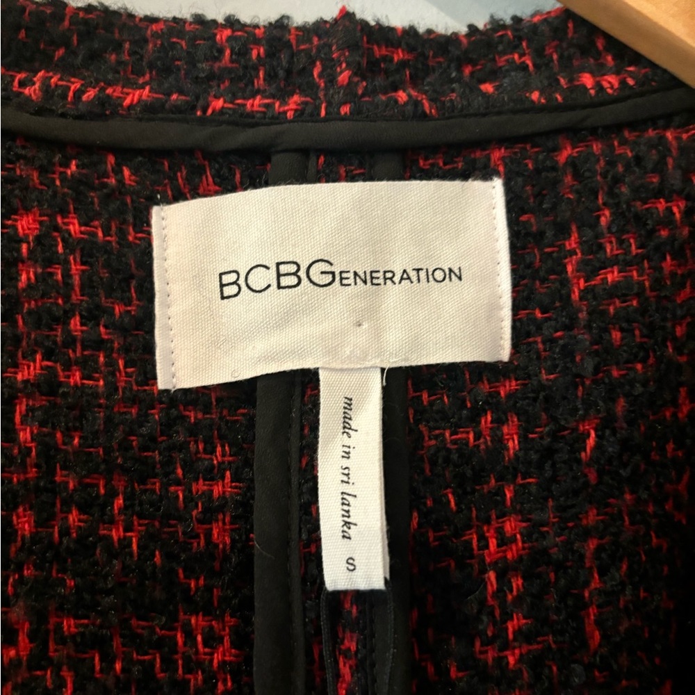 BCBGeneration Split Back Long Red & Black Hoodie … - image 7